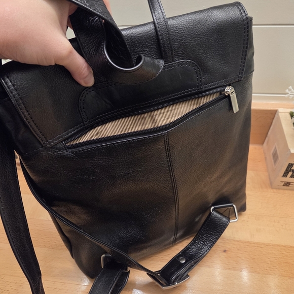 Latico Leathers Black Genuine Leather Backpack Vintage - Picture 6 of 16